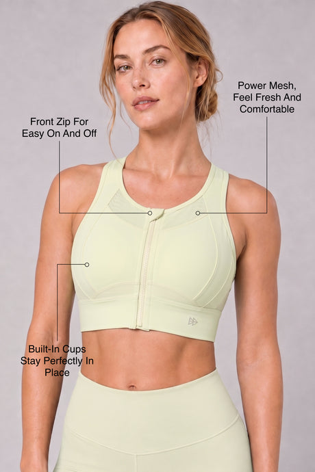 Sculpt Zip Mesh Racerback gepolsterter Lauf-BH | Damen-Sport-BH mit starkem Halt