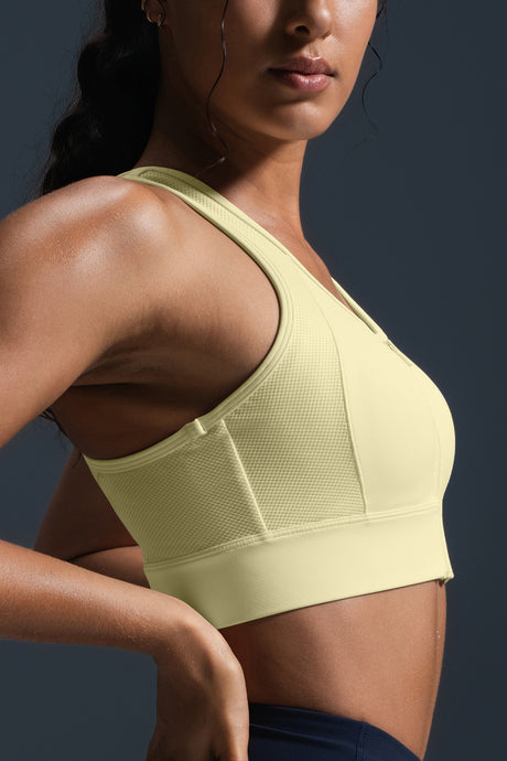 Reggiseno da corsa imbottito con zip frontale Enfold Racerback | Reggiseno sportivo ad alto sostegno da donna