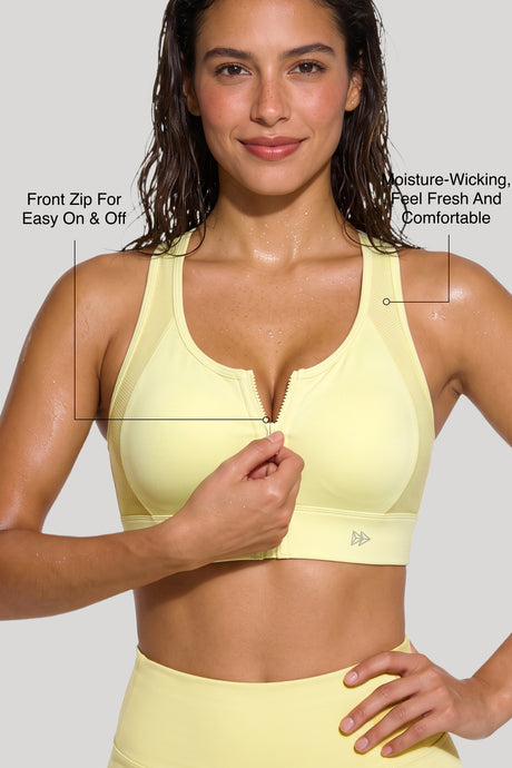 Enfold™ Zip-Front Mesh Racerback High-Support Sports Bra | Women's High Support Sports Bra