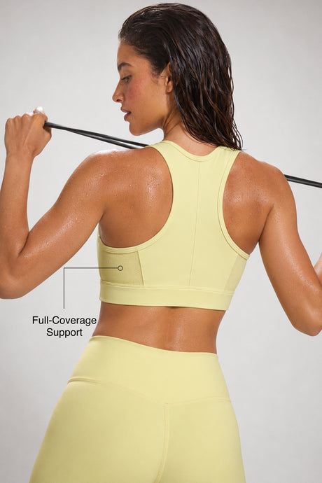 Enfold™ Zip-Front Mesh Racerback High-Support Sports Bra | Women's High Support Sports Bra