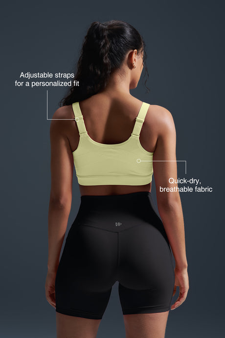 Reggiseno da corsa imbottito con spalline regolabili Power Zip | Reggiseno sportivo ad alto sostegno da donna