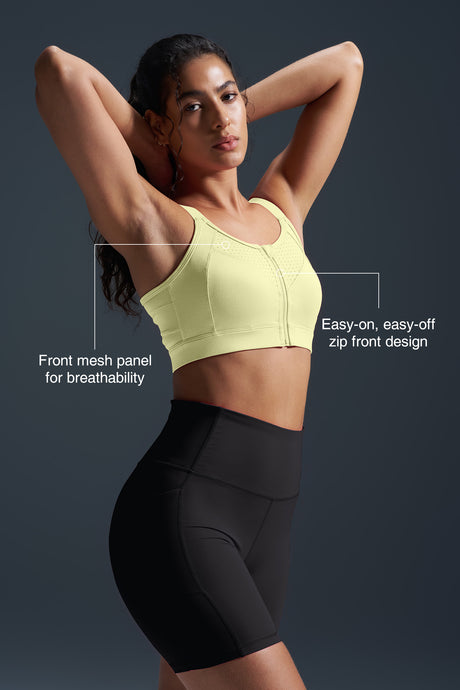 Reggiseno da corsa imbottito con spalline regolabili Power Zip | Reggiseno sportivo ad alto sostegno da donna