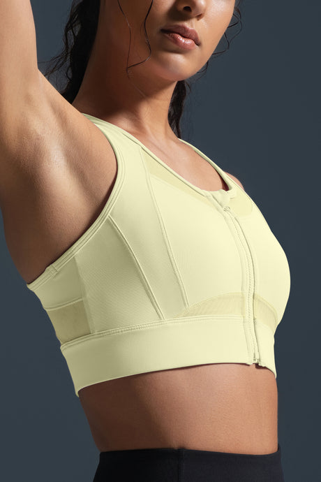 Reggiseno da corsa imbottito Sculpt Zip Mesh Racerback | Reggiseno sportivo ad alto sostegno da donna