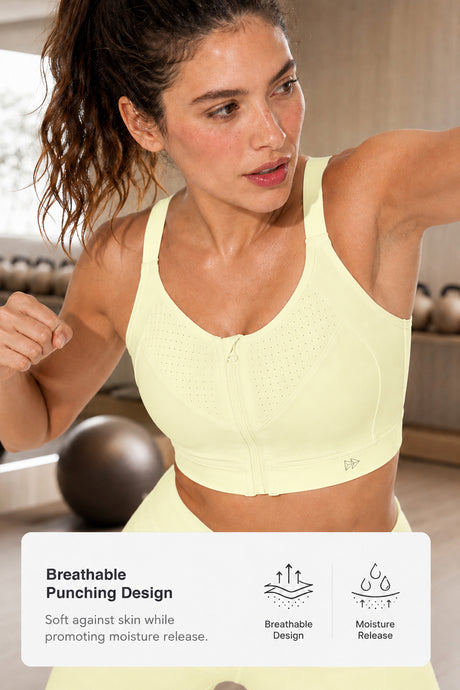 Power Zip Verstellbare Träger Gepolsterter Lauf-BH | Damen Sport-BH mit starkem Halt