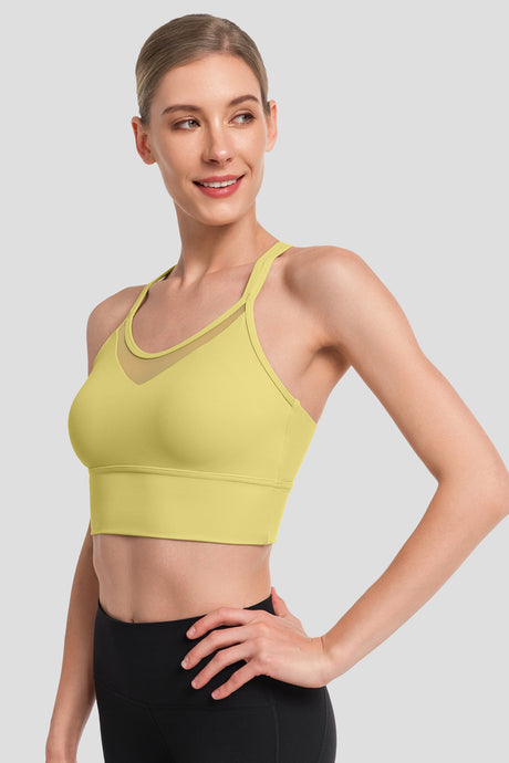 Shift™ Longline Mesh Strappy Padded Yoga Bra | Women's Light Support Sports Bra