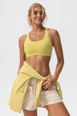 Reggiseno yoga imbottito con scollo a barchetta e schiena incrociata | Reggiseno sportivo con supporto leggero da donna