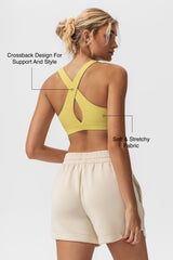 Reggiseno yoga imbottito con scollo a barchetta e schiena incrociata | Reggiseno sportivo con supporto leggero da donna