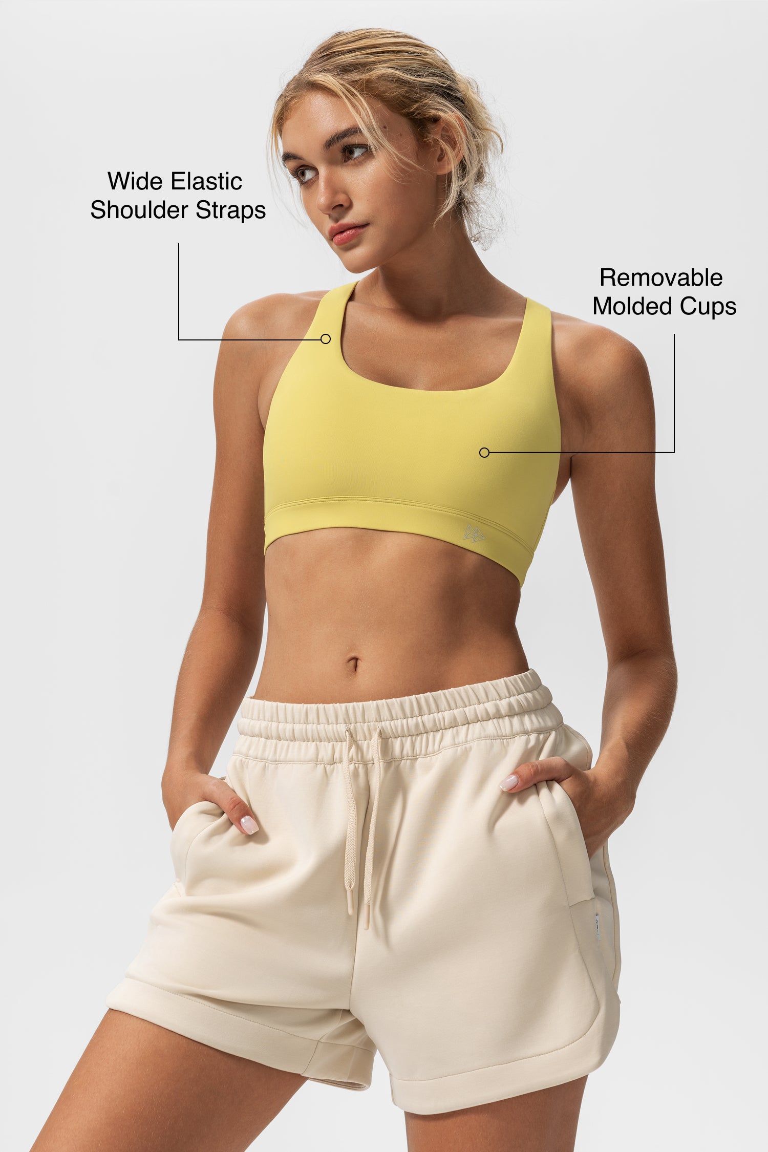 Reggiseno yoga imbottito con scollo a barchetta e schiena incrociata | Reggiseno sportivo con supporto leggero da donna