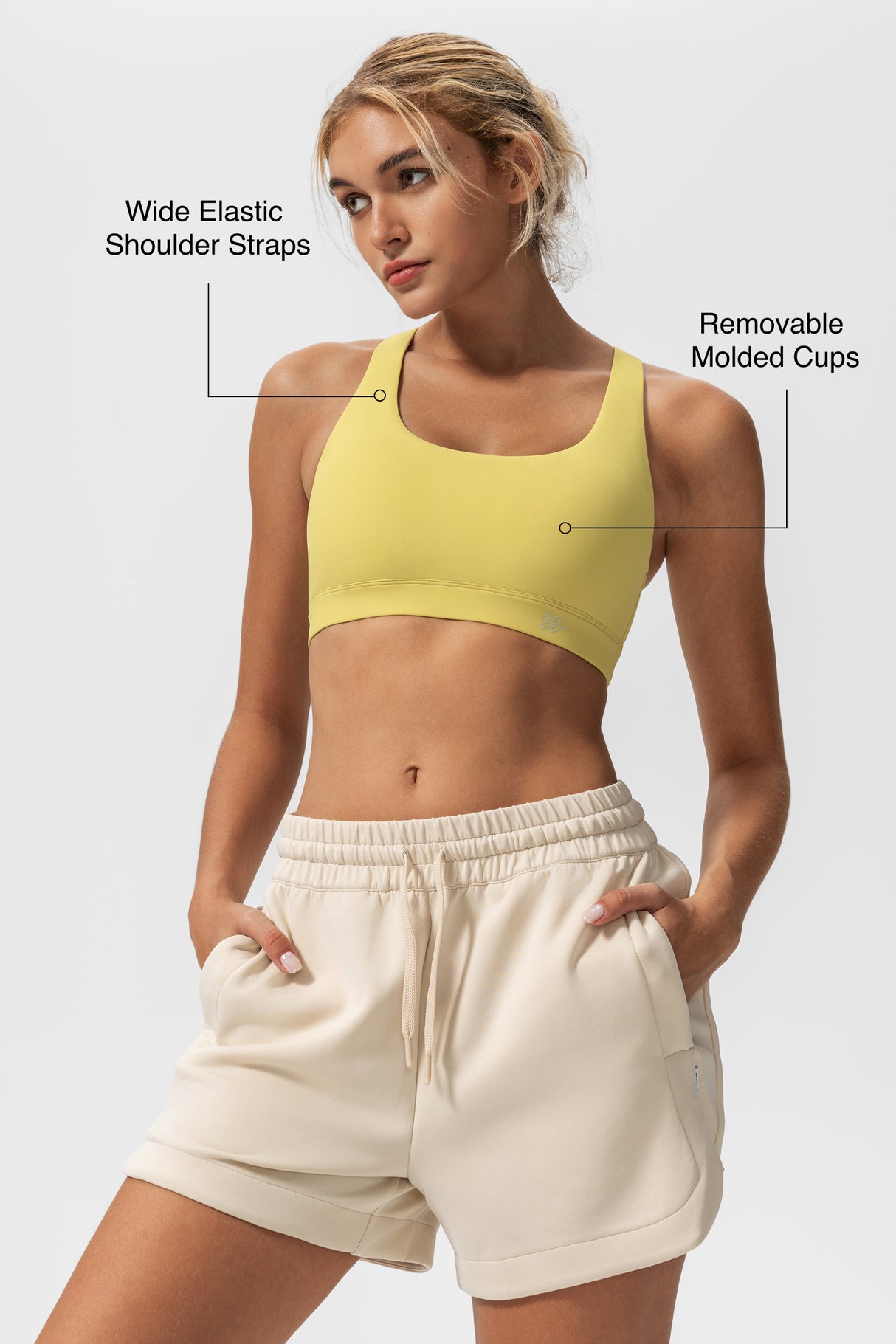 Reggiseno yoga imbottito con scollo a barchetta e schiena incrociata | Reggiseno sportivo con supporto leggero da donna