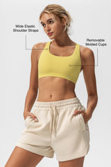Reggiseno yoga imbottito con scollo a barchetta e schiena incrociata | Reggiseno sportivo con supporto leggero da donna