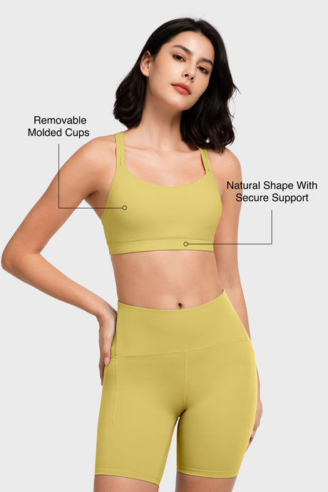 Shift™ Scoop Neckline Double Straps Padded Yoga Bra | Women's Light Support Sports Bra