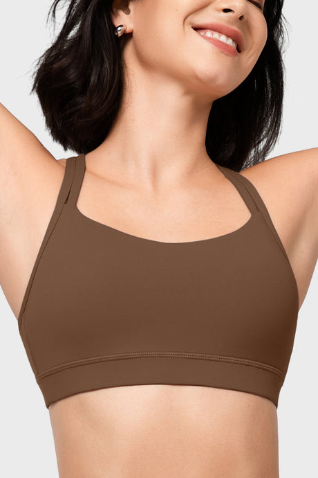 Gepolsterter Yoga-BH mit Shift-U-Ausschnitt und doppelten Trägern | Leicht stützender Sport-BH für Damen