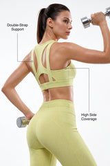 Power™ Racerback Double Straps Jacquard Full Coverage Running Bra | High-Impact Support Best For Running, HIIT, Yoga & Training
