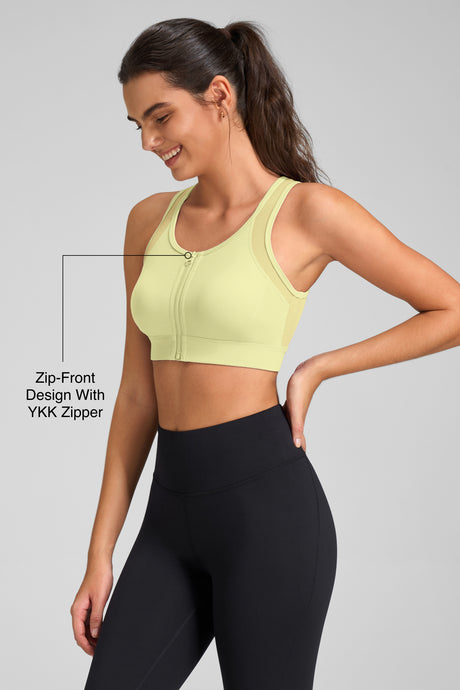 Power™ Zip-Front Mesh-Back High-Support Running Bra | Women's High Support Sports Bra