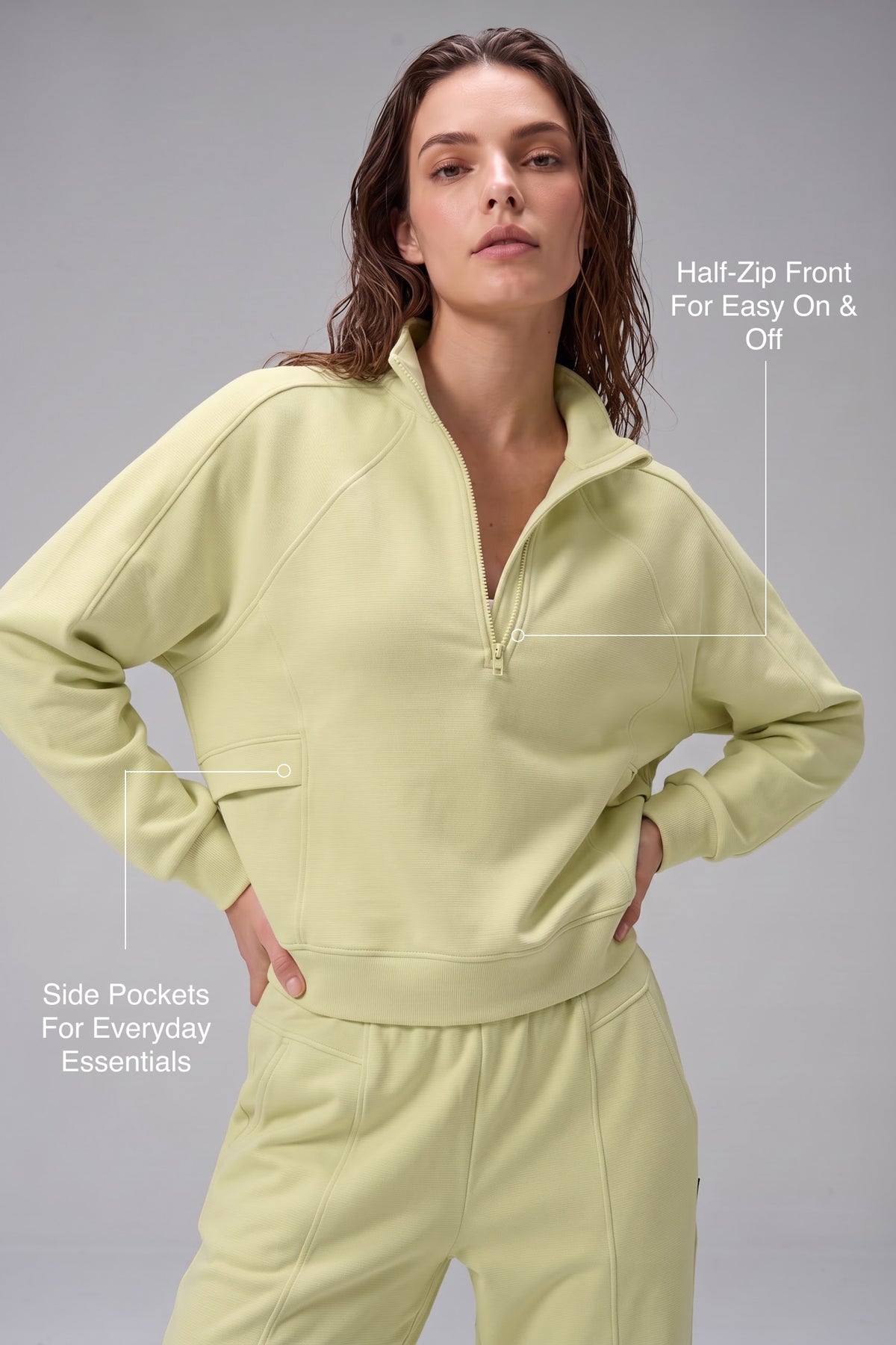 Anywhere™ Half-Zip Mock Neck Pockets Sweatshirt | Women's Sports Sweatshirt