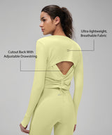 Anywhere™ Lightweight Drawstring Long sleeves Yoga Tee| Women's Sports T-shirt