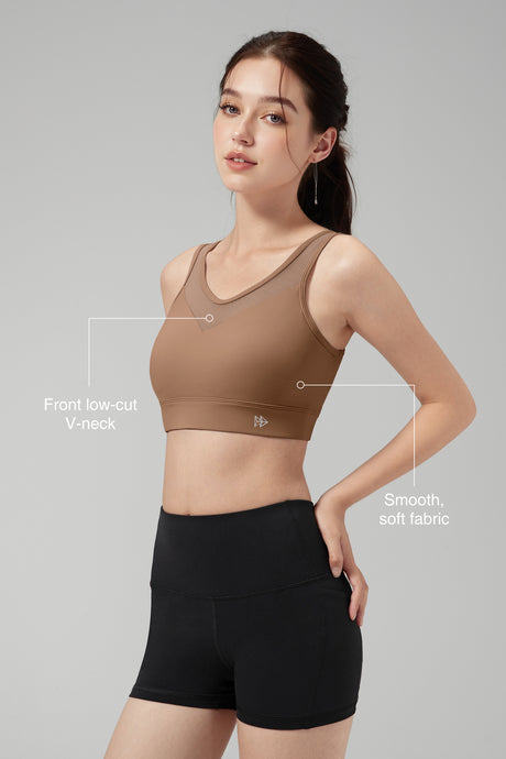 Power™ Front Sheer Mesh H-Back Sports Bra| Women's High Support Sports Bra