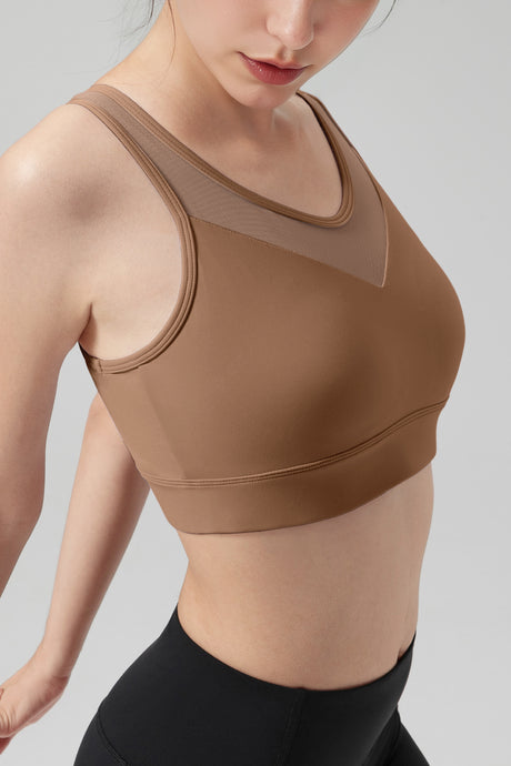 Power™ Front Sheer Mesh H-Back Sports Bra| Women's High Support Sports Bra