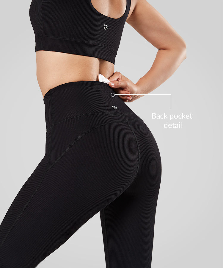 Echo Ribbed Stretchy Tummy Control Leggings 29'' | Women's Light Support leggings