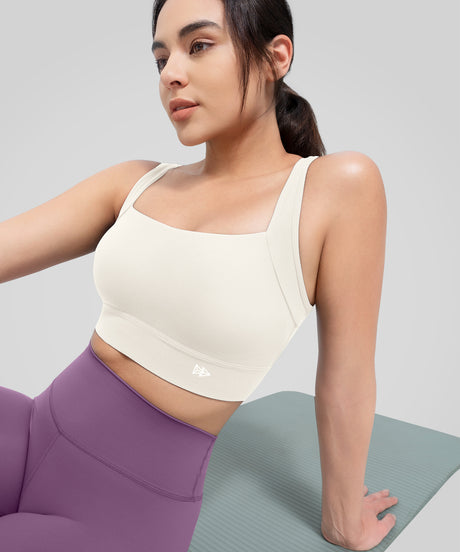 Anywhere Square Neckline Cross-back Mesh Yoga Bra| Women's Light Support Sports Bra