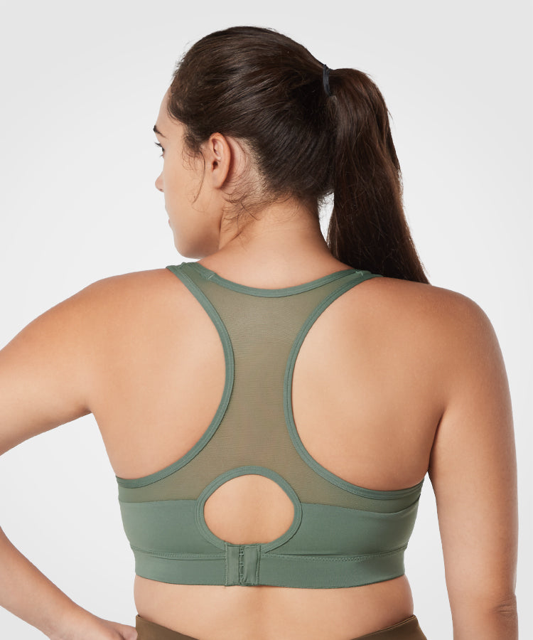 Women's Sports Bra Front Adjustable Medium Impact Support Lightly Padded  Wireless Bra Workout Running, Green, XL