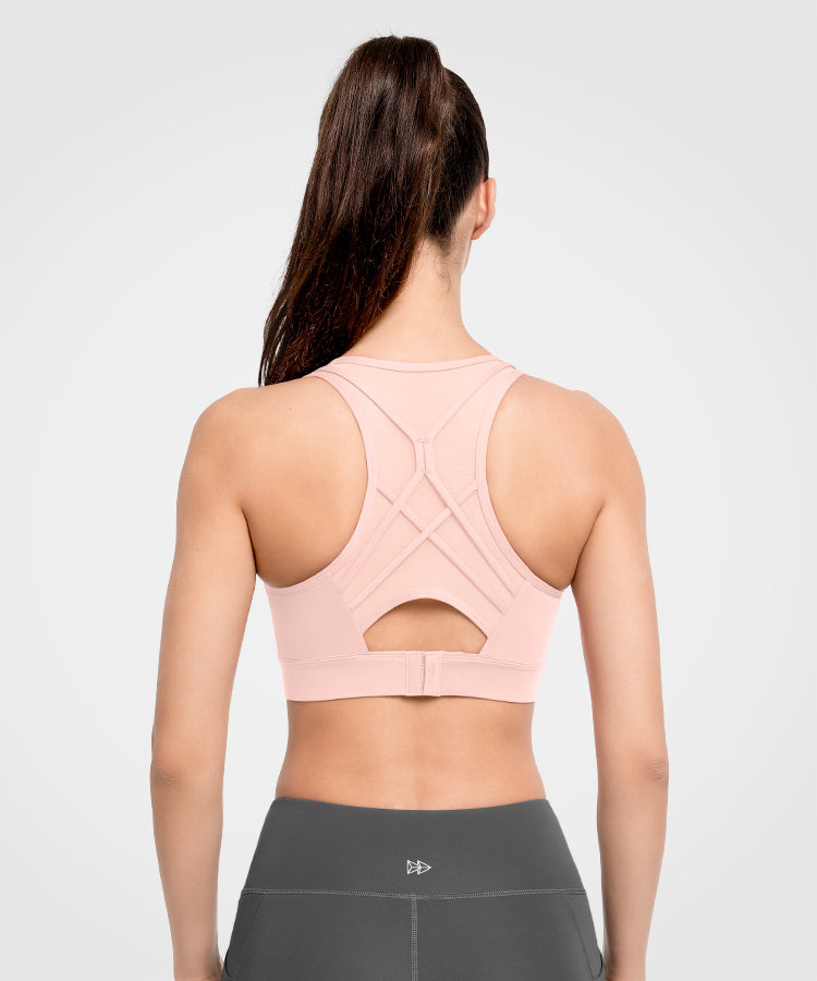 Echo Mesh Strappy Padded Running Bra | Women's High Support Sports Bra