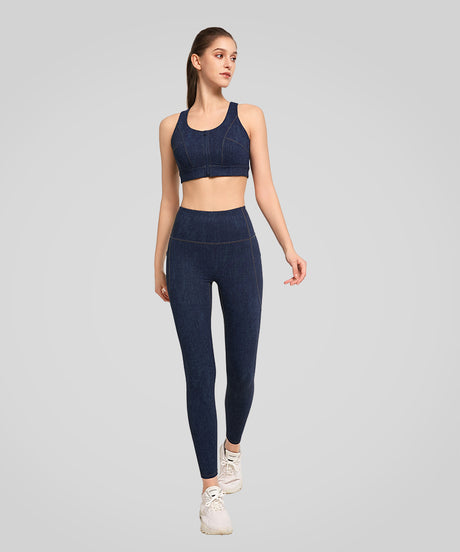 Anywhere Faux denim Fashion Running BH | Sport-BH med högt stöd för kvinnor