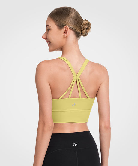 Sujetador de yoga con tirantes y relleno de malla Shift Longline | Sujetador deportivo de sujeción ligera para mujer