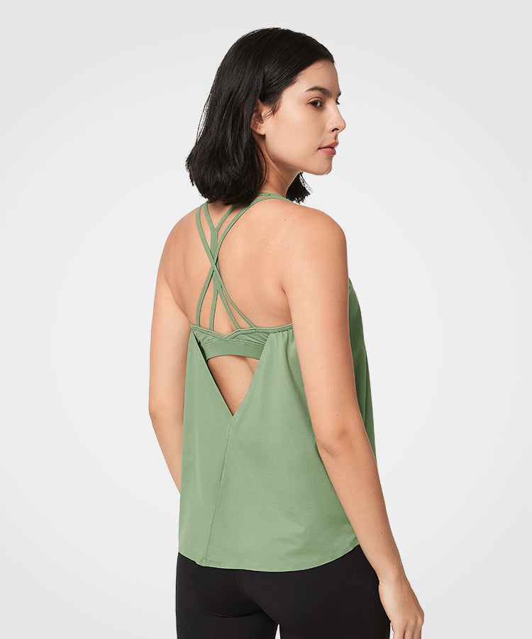 Women's Green Tank with Built in Bra