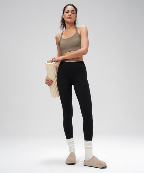 Shift Ribbed Sewn-in Pads Racerback Running Bra | Women's High Support Sports Bra