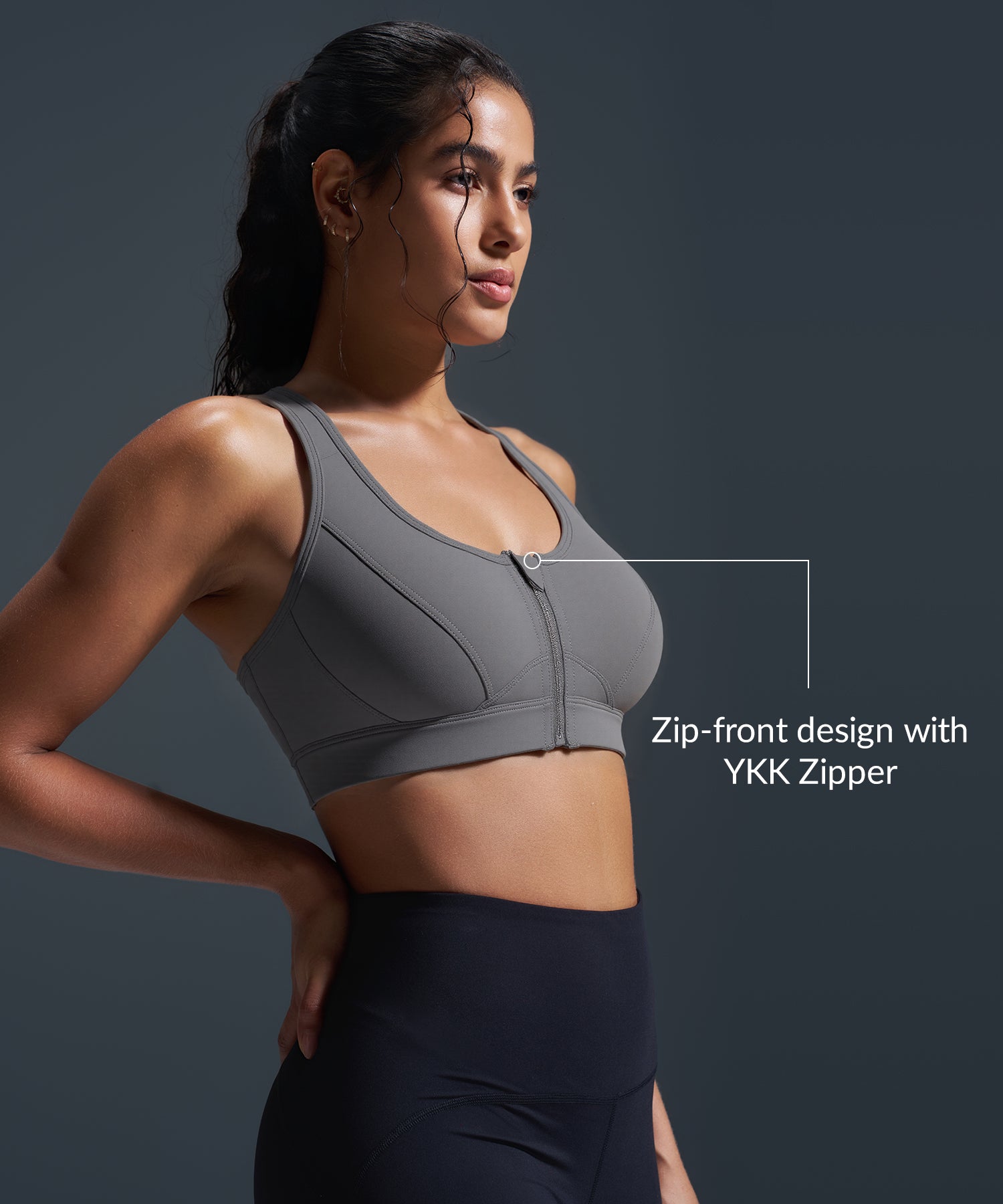 hia_　1207 Enfold Zip Mesh Padded Running Bra | Women's High Support