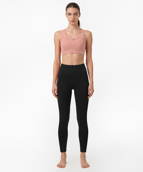 Power Breathable Zip Front Fixed Cups High Impact Bra | Women's High Support Sports Bra