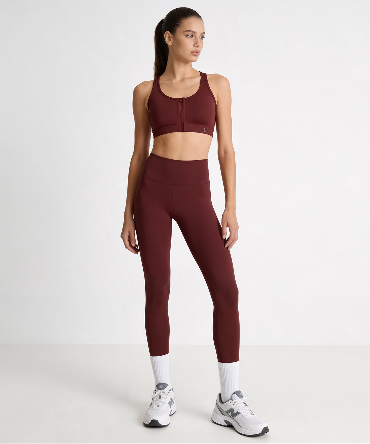 Shift Front Zip Sewn-in Pads Racerback Running Bra | Women's High Support Sports Bra