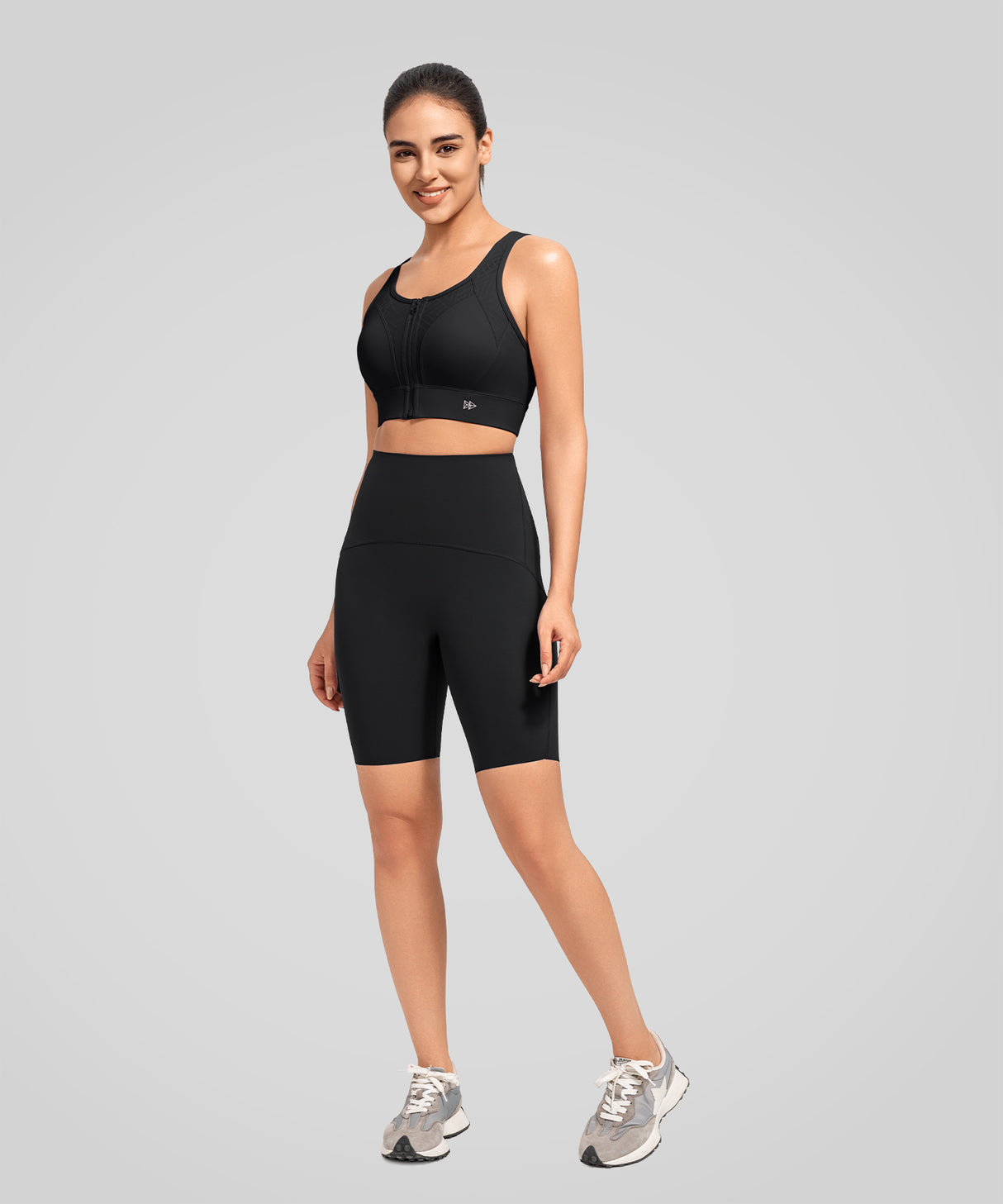 Power Zip Front Key Hole Back Sports Bra | Women's High Support Sports Bra