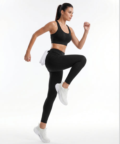 Black Racerback Mesh Full Coverage Running Bra | High-Impact Support Best For Running, HIIT, Yoga & Training