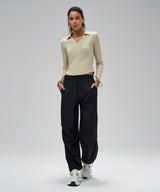 Anywhere Brushed Half-Zip Long Sleeve Crop Top | Women's Long Sleeve T-shirt