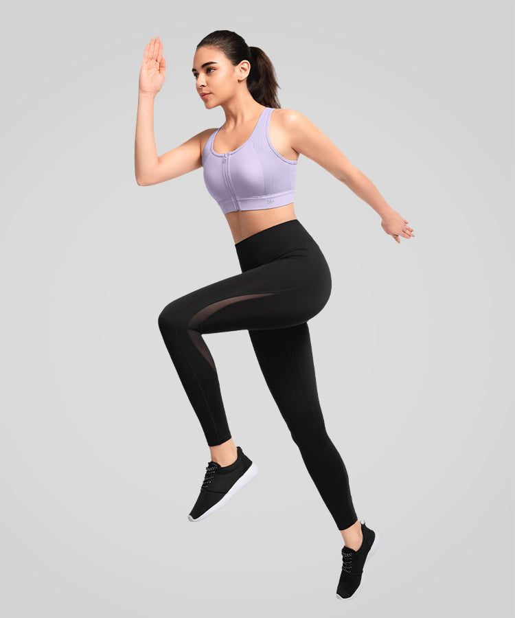 Power Back Adjustable Mesh Running Bra | Women's High Support Sports Bra Purple