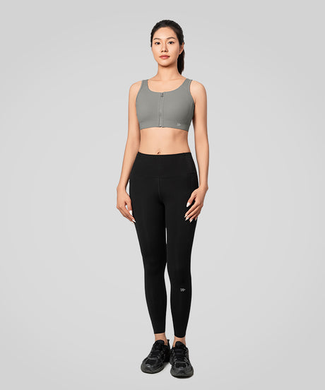 Power Zip Front Wide Straps Sports Bra | Women's High Support Sports Bra