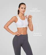 Enfold Zip Mesh Racerback Padded Running Bra | Women's High Support Sports Bra
