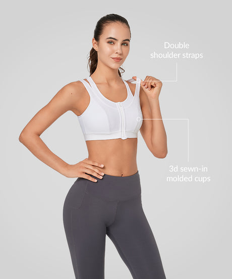 Enfold Zip Mesh Racerback Vadderad Löpar-BH | Sport-BH med Högt Stöd för Damer