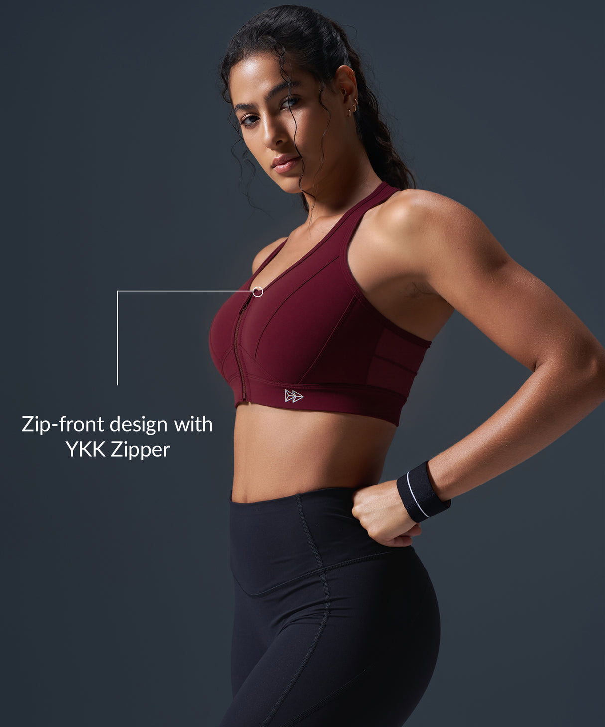 Enfold Zip Front Mesh Racerback Vadderad Löpar-BH | Sport-BH med Högt Stöd för Damer
