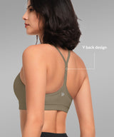 Sujetador de yoga con relleno y tirantes y escote redondo para mujer | Sujetador deportivo de sujeción ligera