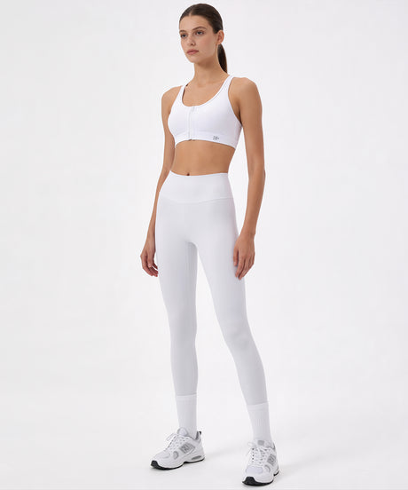 Shift Front Zip Sewn-in Pads Racerback Running Bra | Women's High Support Sports Bra