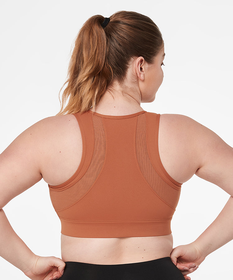 Power Zip verstellbarer Mesh Racerback gepolsterter Lauf-BH | Damen Sport-BH mit starker Unterstützung