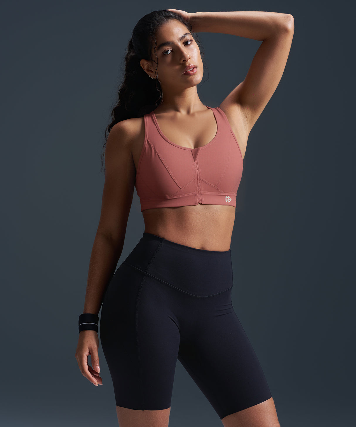 Enfold Zip Front Mesh Racerback Vadderad Löpar-BH | Sport-BH med Högt Stöd för Damer