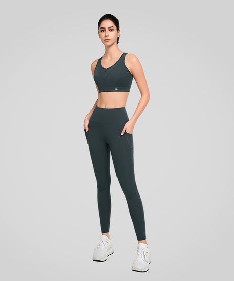 Power Plaid Mesh Stitch-featured Running Bra | Women's High Support Sports Bra