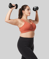 Sujetador para correr Power con cuello en V y espalda cruzada | Sujetador deportivo de sujeción alta para mujer (talla grande)