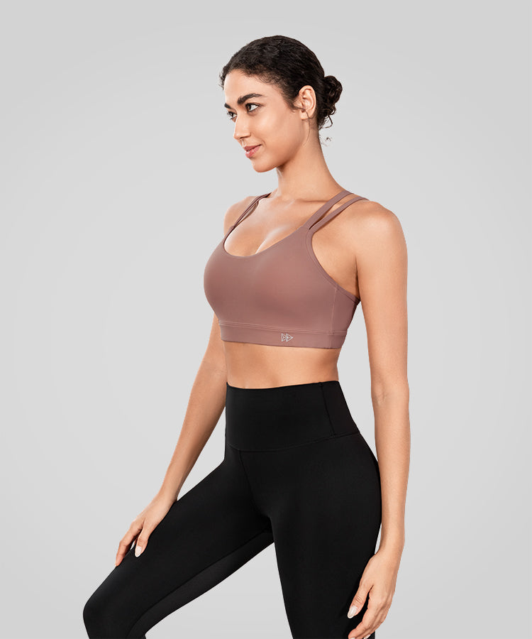 Echo Long Double Cross Straps Padded Yoga Bra | Women's Light Support Sports Bra