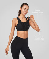 Enfold Zip Mesh Racerback Vadderad Löpar-BH | Sport-BH med Högt Stöd för Damer