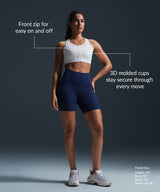 Sujetador para correr acolchado de malla con cremallera Enfold | Sujetador deportivo de alta sujeción para mujer